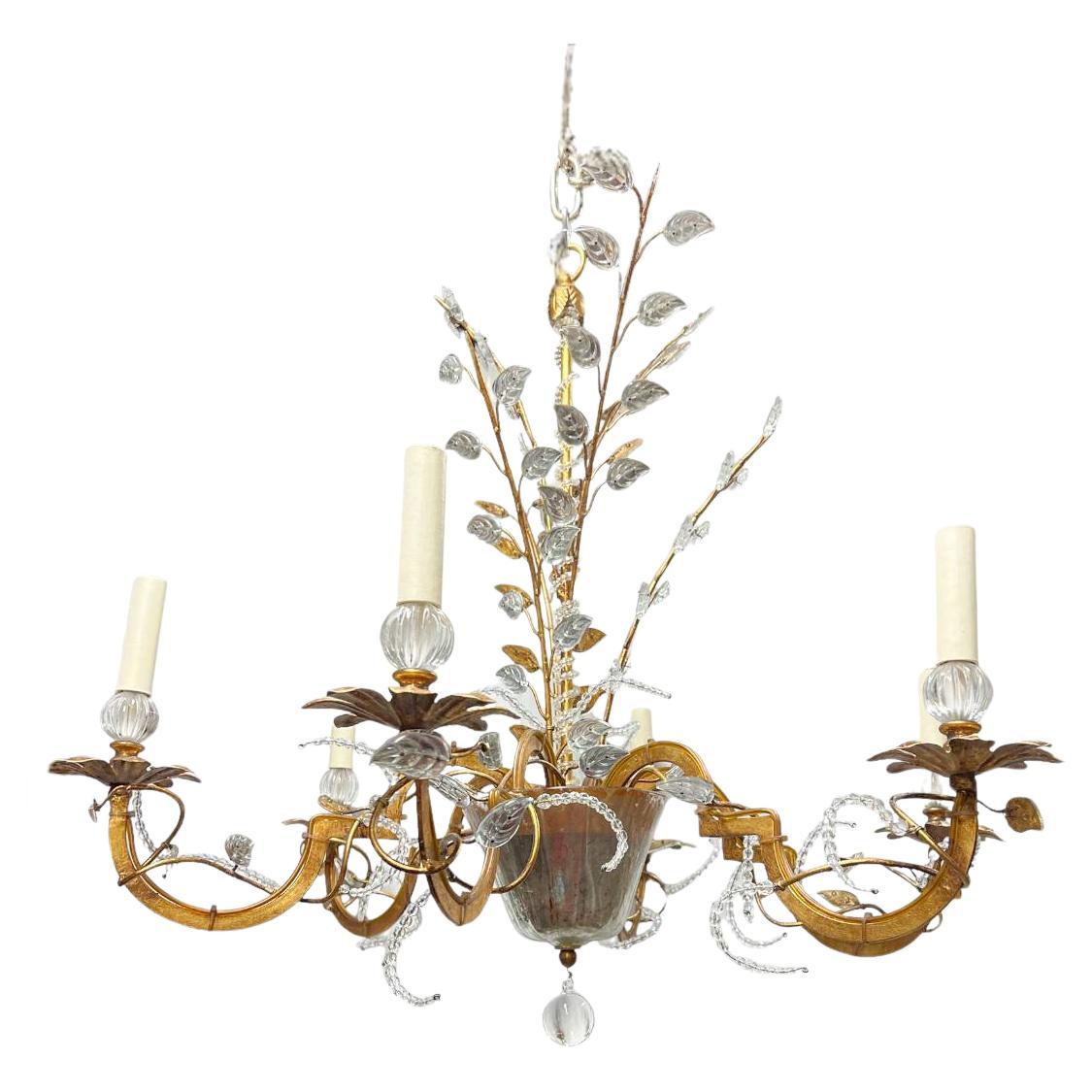 1930’s French Bagues 6 Lights Chandelier For Sale