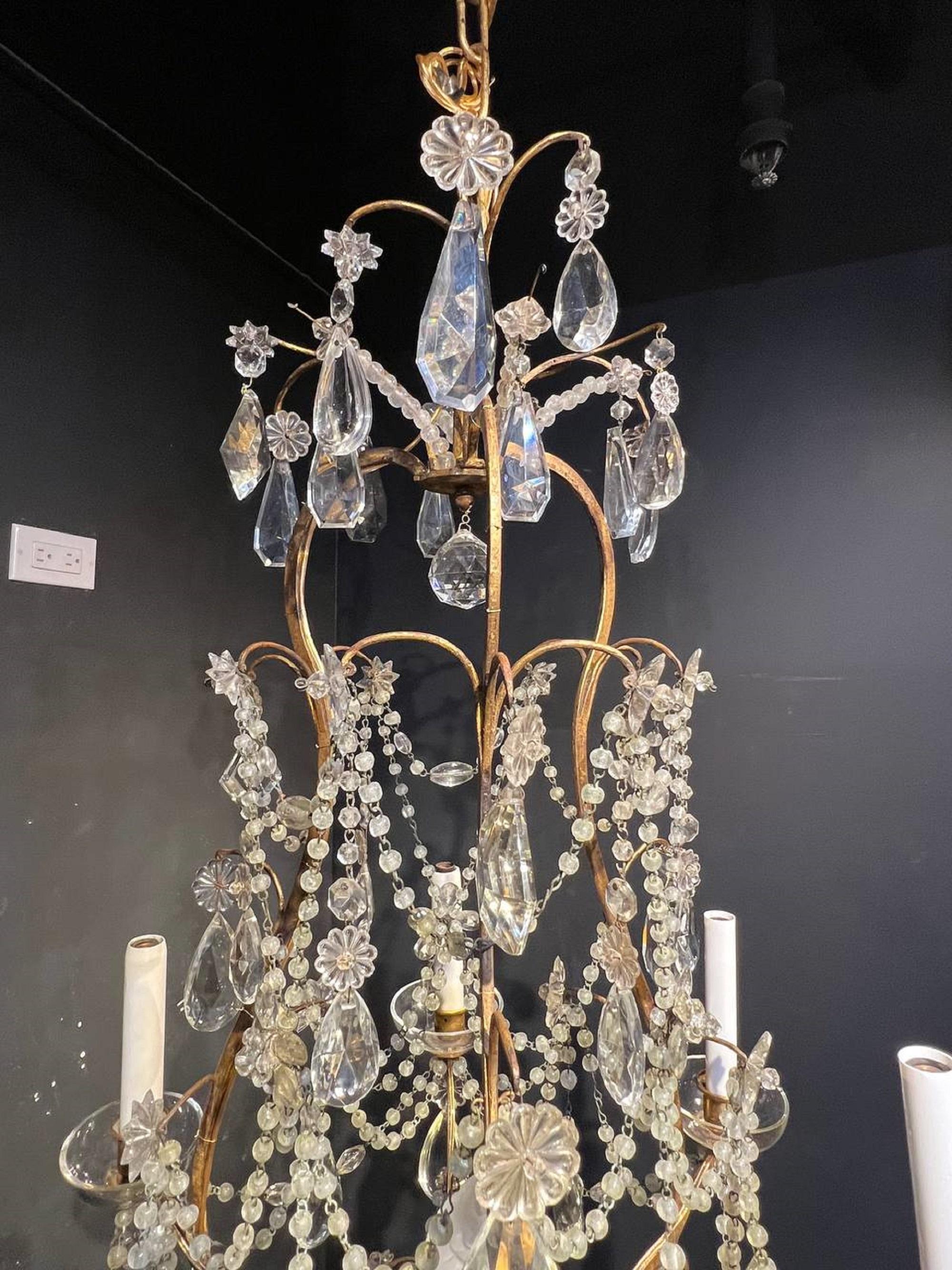 French Provincial 1930's French Bagues Chandelier For Sale