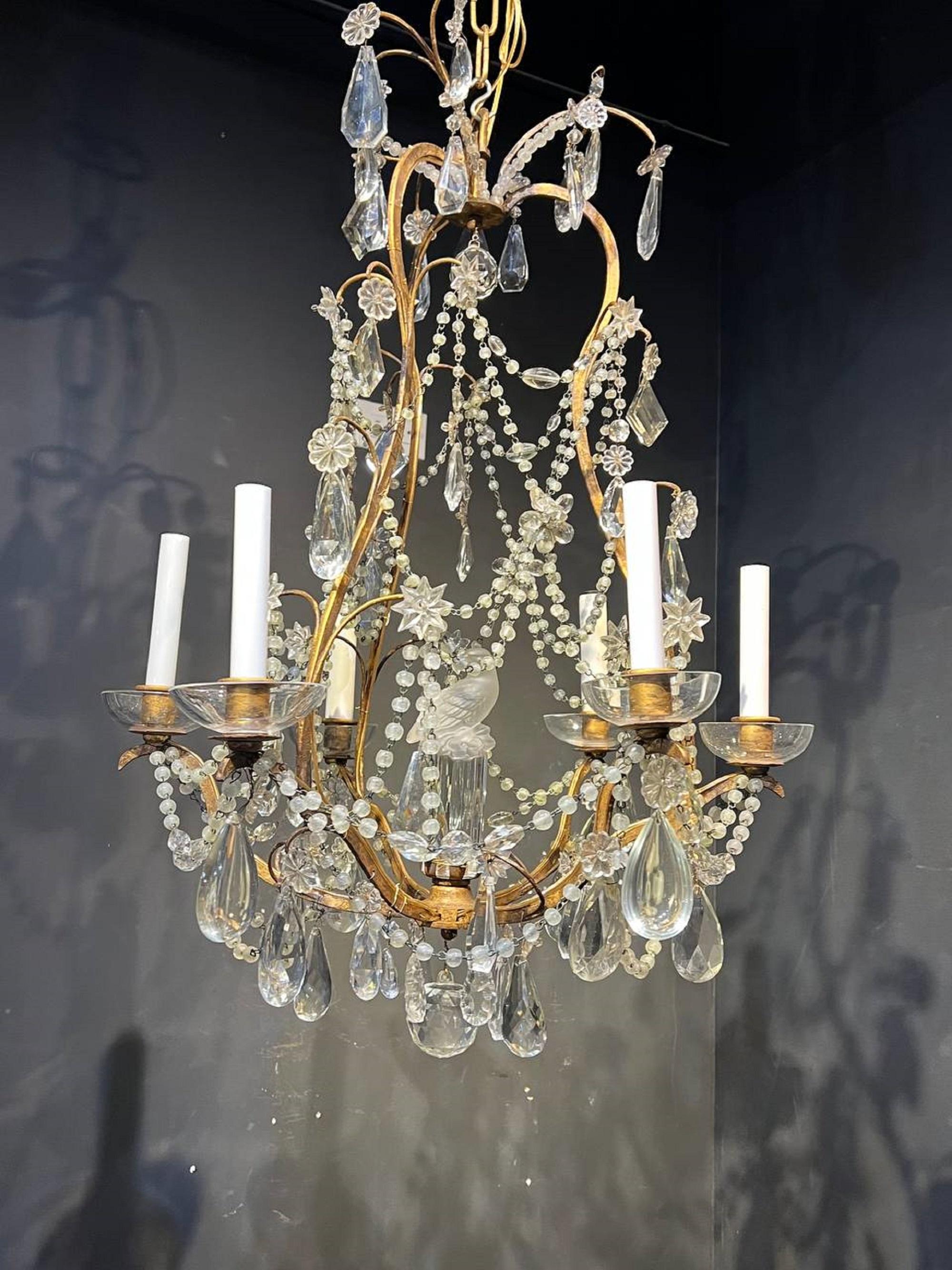 Metal 1930's French Bagues Chandelier For Sale