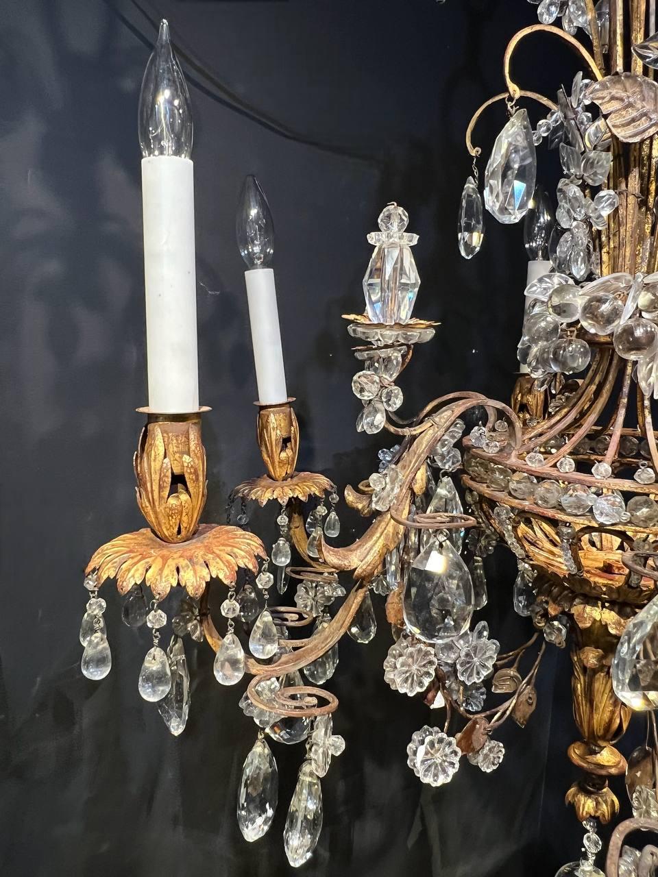 1930's French Bagues Crystal Chandelier with 6 Lights For Sale 3