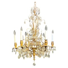 Vintage 1930's French Bagues Crystal Chandelier with 6 Lights