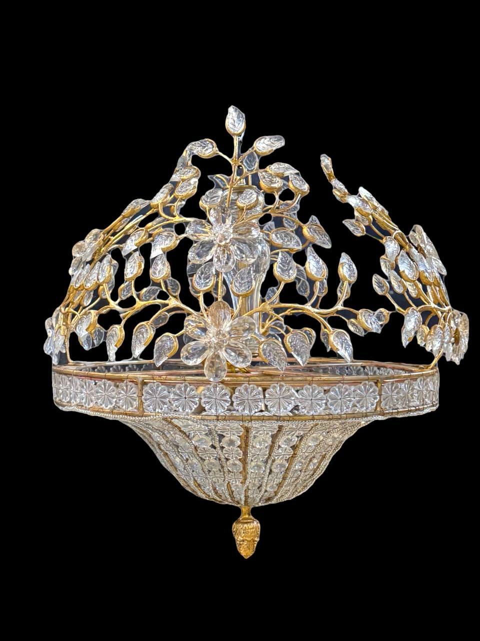 1930’s French Bagues Crystal Light Fixture For Sale 1
