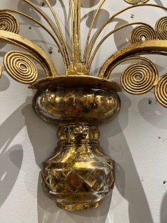 Vintage Gilt and Crystal Sconces, Banci