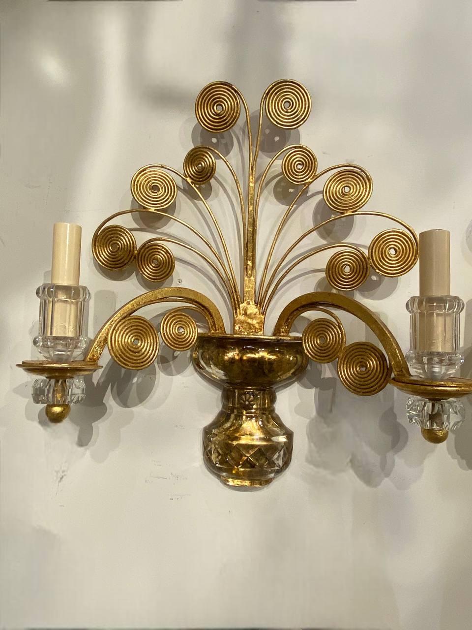 1930’s French Bagues Sconces In Good Condition For Sale In New York, NY