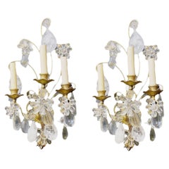 1930's French Bagues sconces with rock crystals