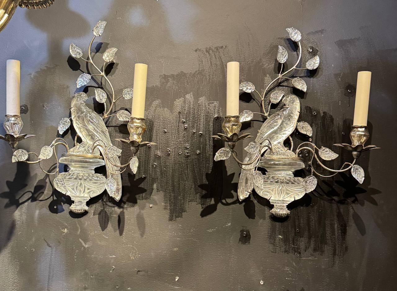 Stile provenzale Bagues francese degli anni '30 a due luci con foglia d'argento in vendita