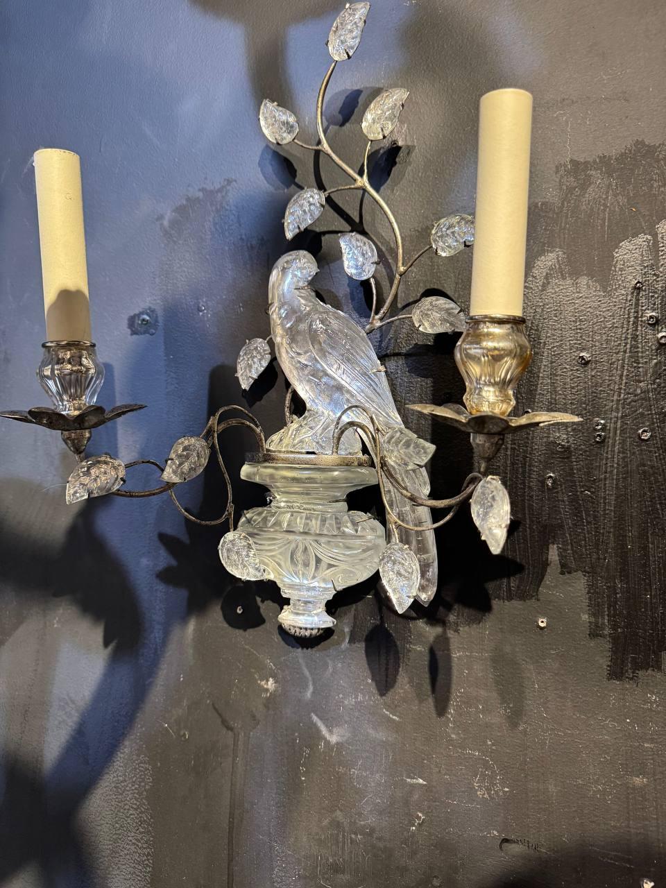 Metà XX secolo Bagues francese degli anni '30 a due luci con foglia d'argento in vendita