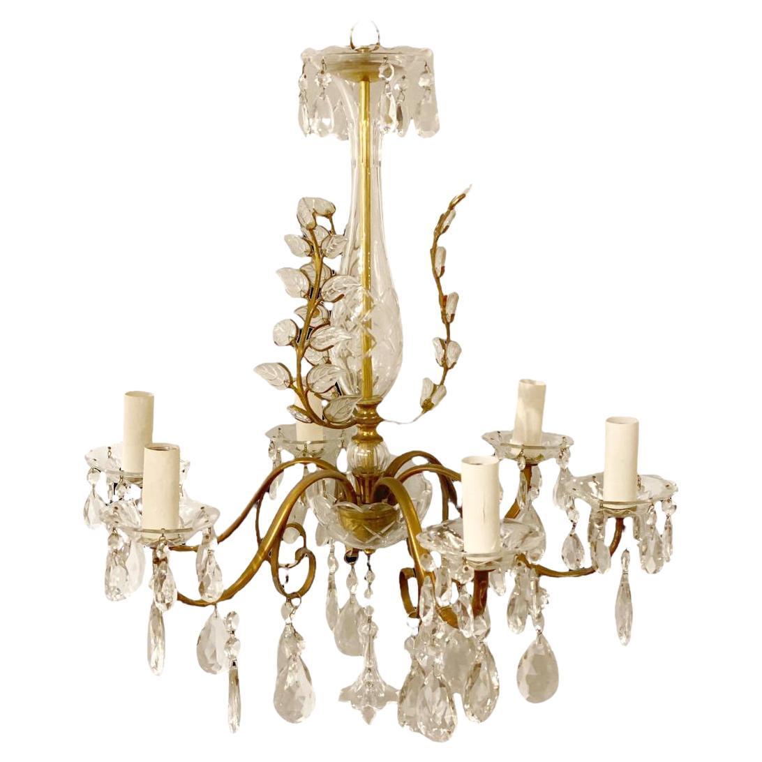 1930s French Bagues Six Lights Chandelier For Sale