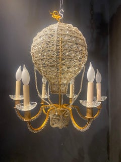 1930’s French Beaded Crystals Balloon Chandelier