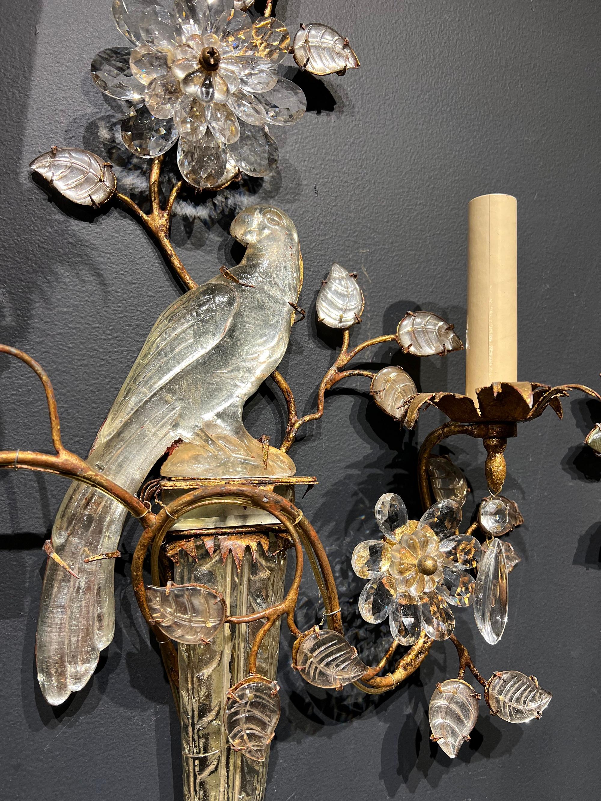 A set of 8 circa 1930 French sconces with mirrored glass birds and leaves. Original gold finish in great condition.
Dimensions
14