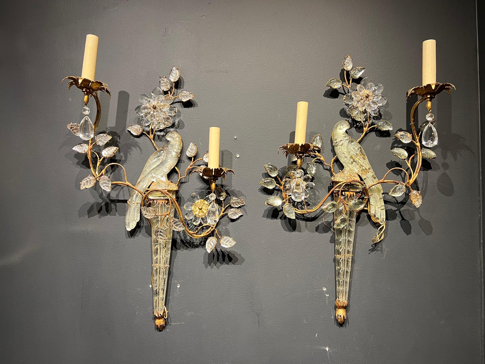 1930s French Bird Sconces In Good Condition In New York, NY