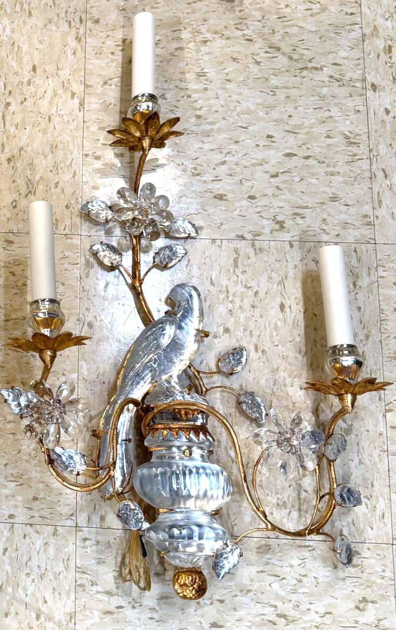 Apliques de pájaros franceses de 1930 3 Luces en venta 1