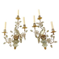 1930's Französisch Vögel Sconces 3 Lights