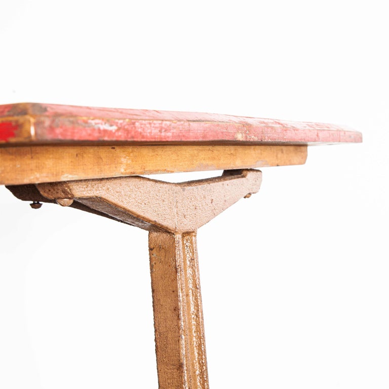 1930s French Bistro Dining Table, Red Top 2 at 1stDibs