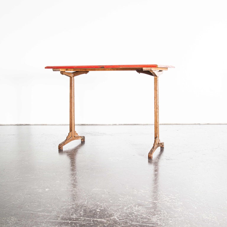 1930s French Bistro Dining Table, Red Top 2 at 1stDibs