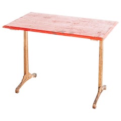 Vintage 1930s French Bistro Dining Table, Red Top 2