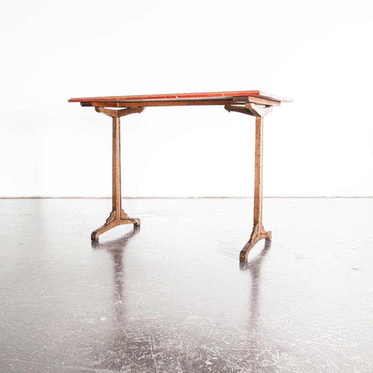 1930s French Bistro Dining Table, Red Top at 1stDibs