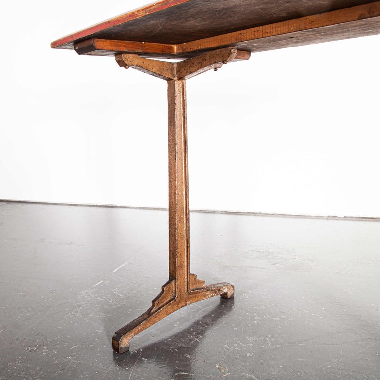1930s French Bistro Dining Table, Red Top at 1stDibs