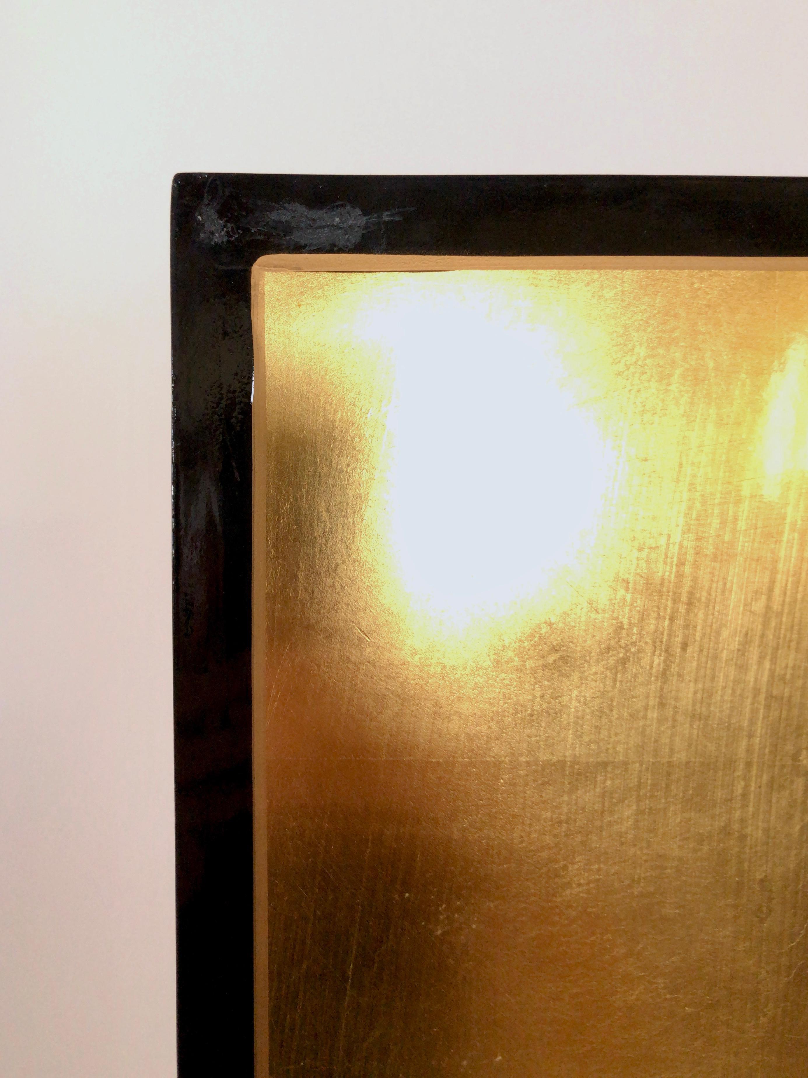 Art Deco 1930s French Black and Golden Paravent Room Divider Screen with Waterfowl Motive For Sale