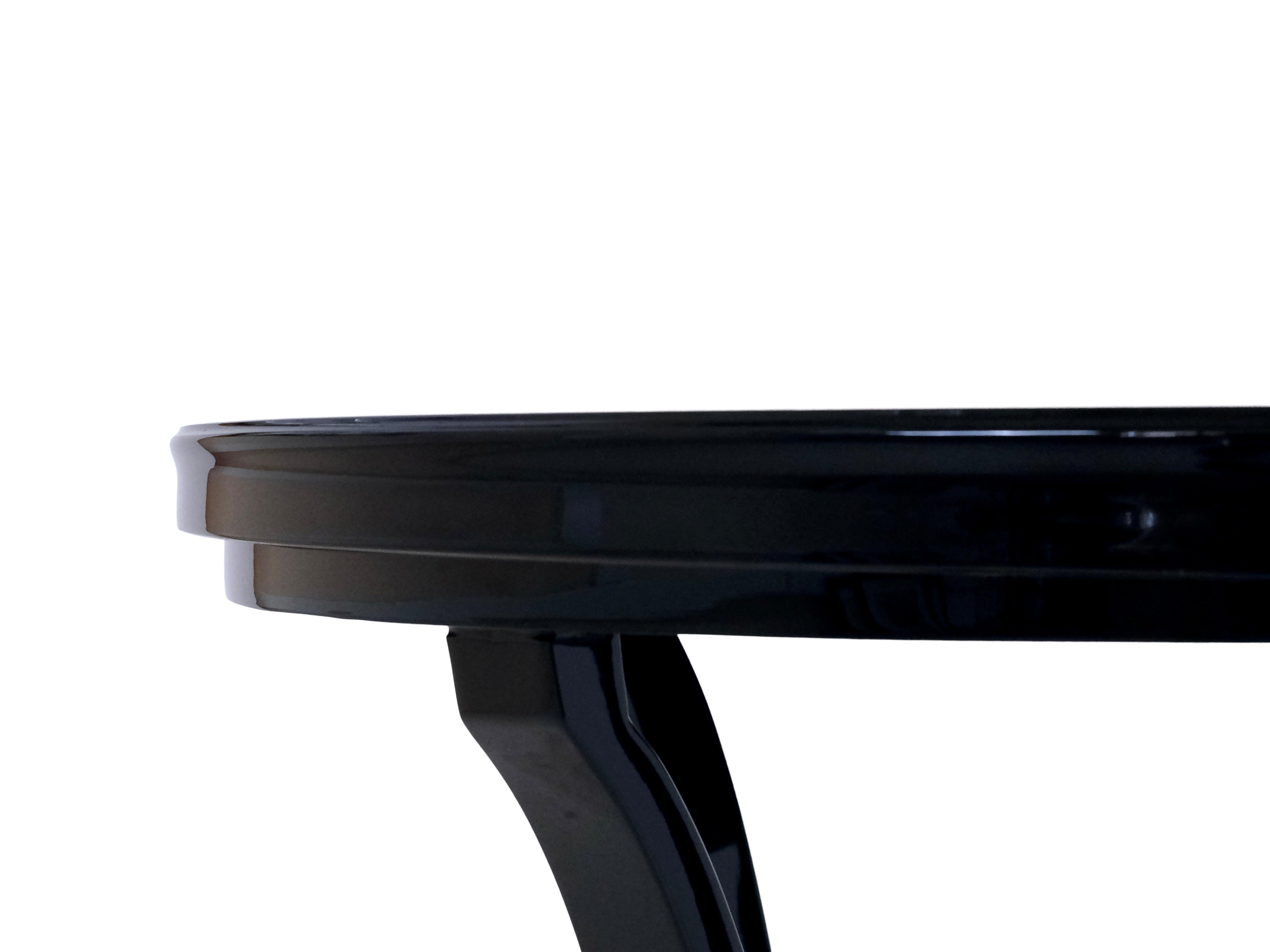 Wood 1930s French Black Piano Lacquer Art Deco Side Table with Removable Glass Tray