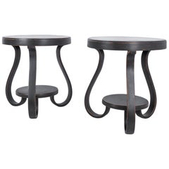 1930s French Black Wood Patinated Side Tables, a Pair