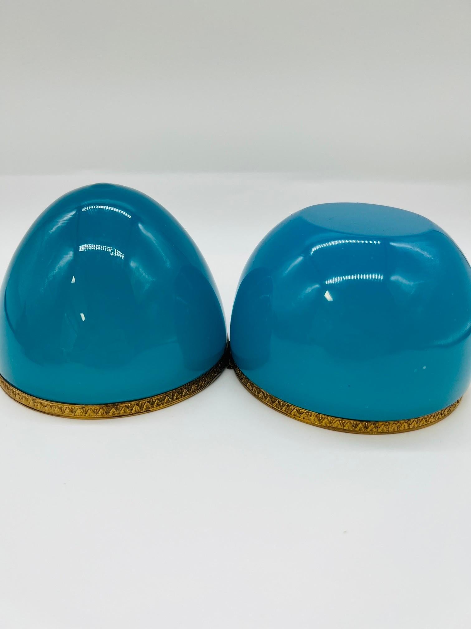 1930's French Blue Opaline & Ormolu Mounted Egg Shaped Trinket Box 4