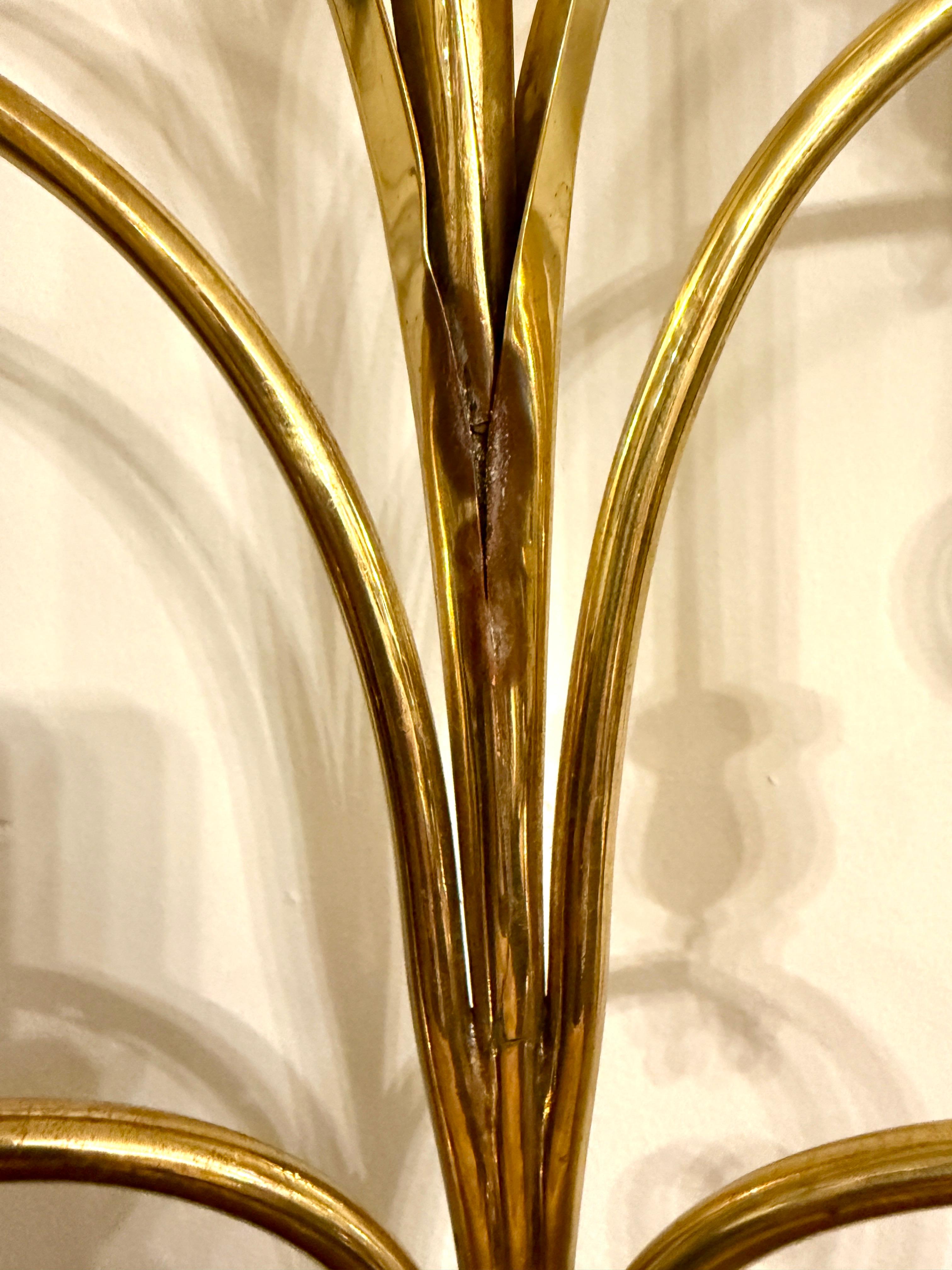 Sconcese francesi a candelabro degli anni '30 in ottone, COPPIA in vendita 3