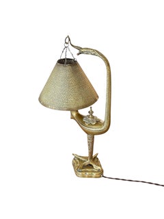 1930s French brass eagle lamp