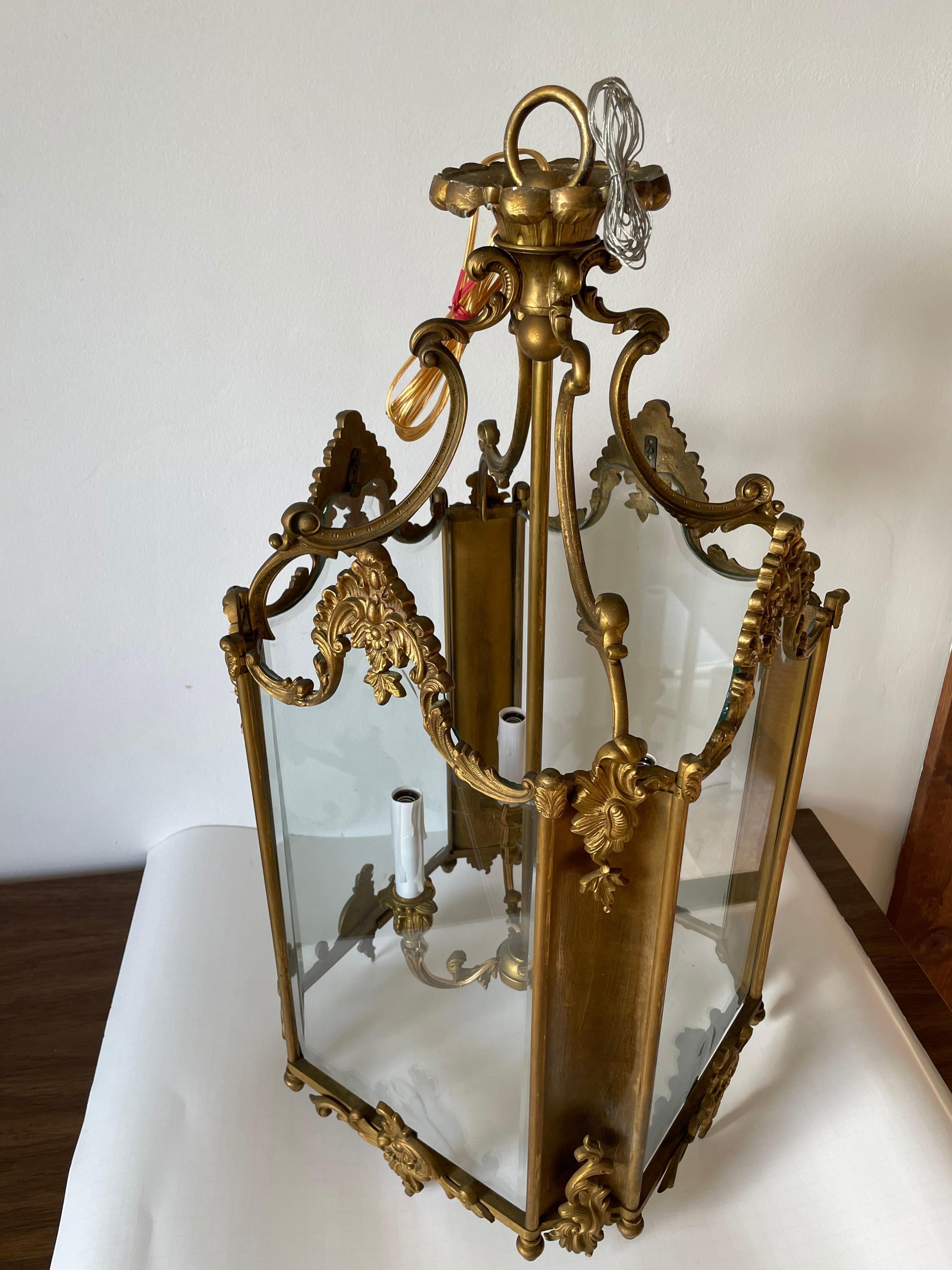 1930s French bronze Lantern For Sale 4
