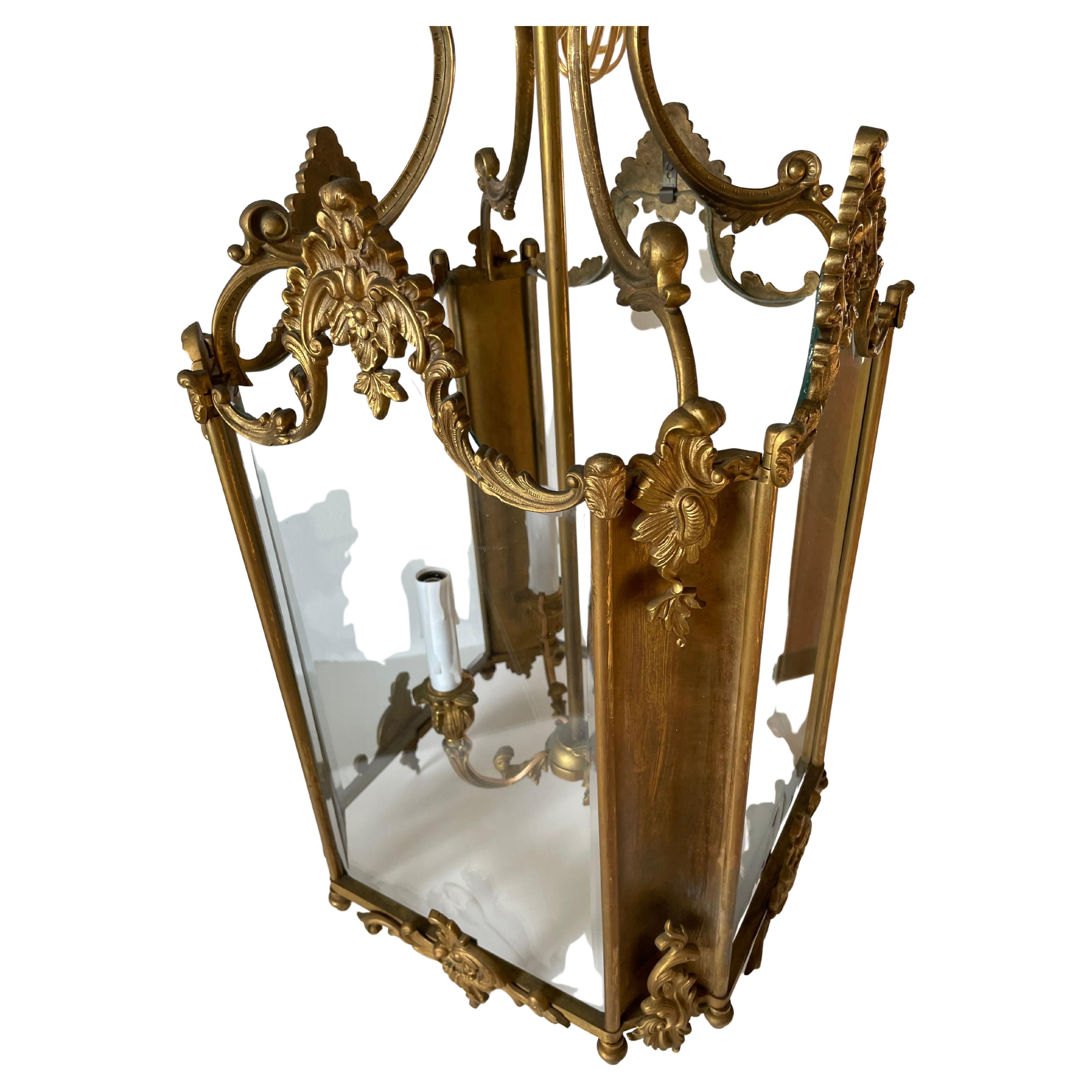 1930s French bronze Lantern In Good Condition For Sale In palm beach, FL
