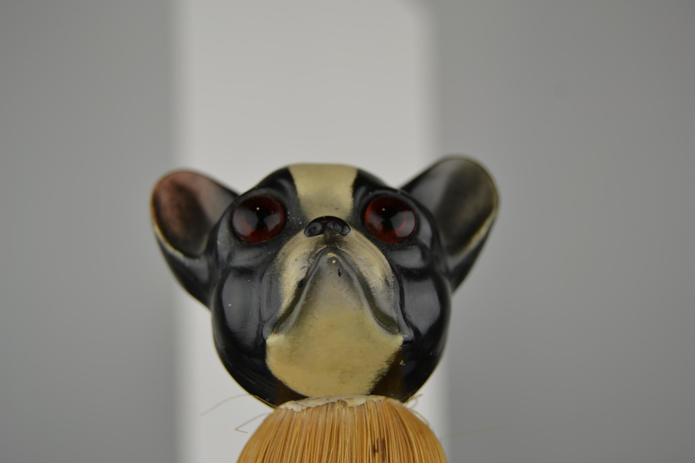 1930s French Bulldog Brush with Turtle Shell Head, Europe For Sale 1