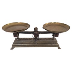 1930s French cast iron and brass balance scale