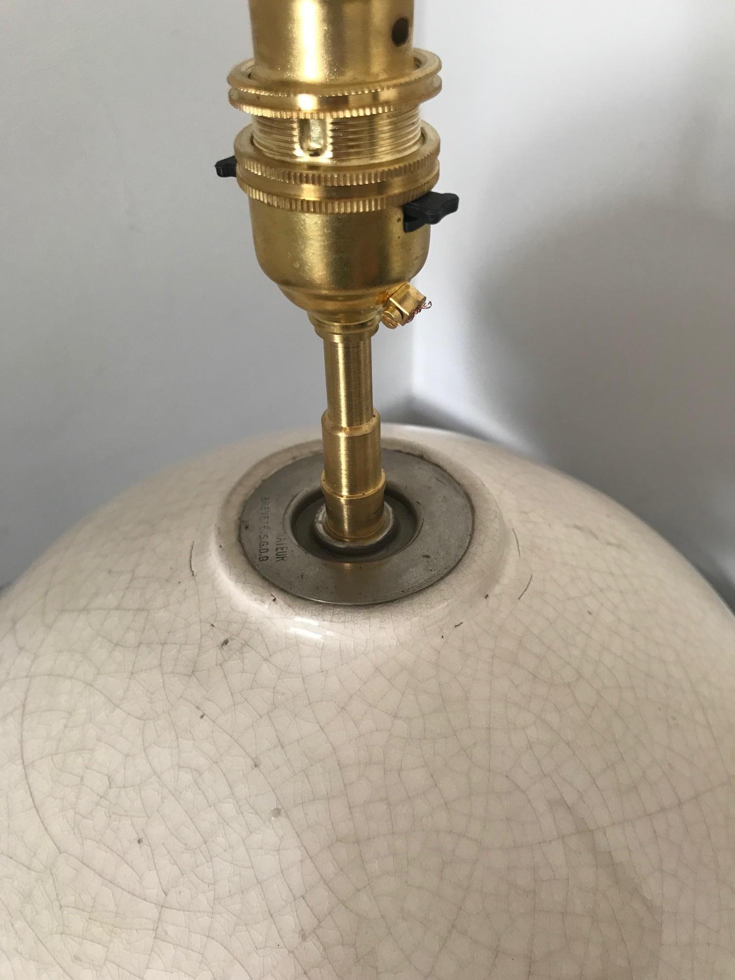 1930s French Ceramic Globe Lamp For Sale 1