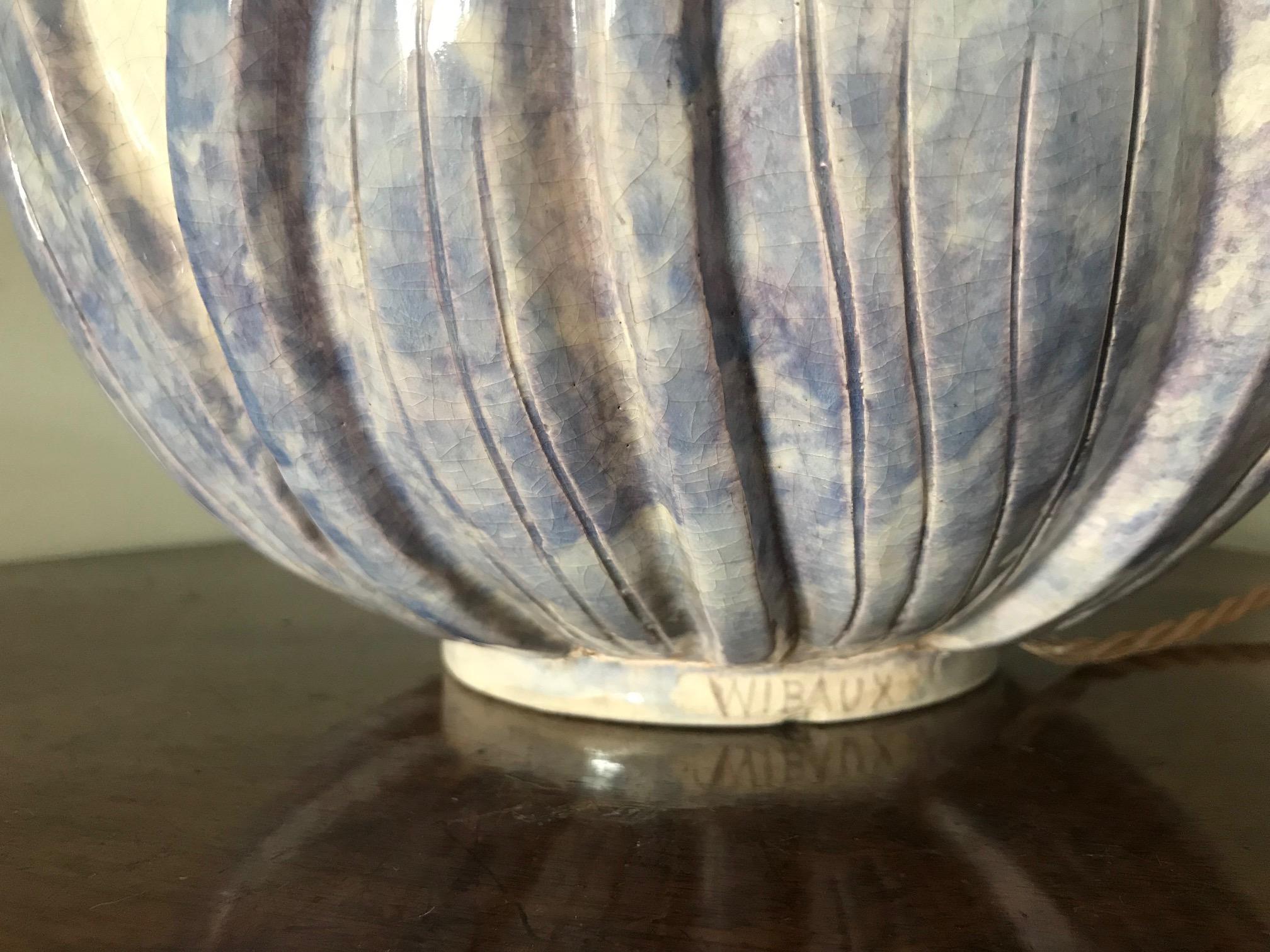 1930s French Ceramic Globe Lamp For Sale 3