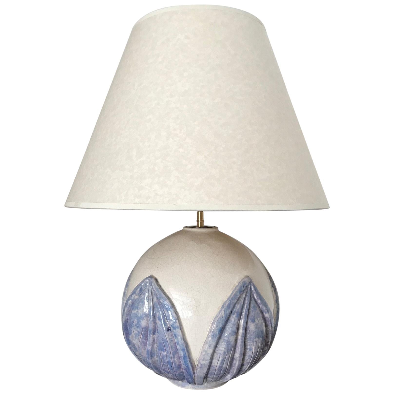 1930s French Ceramic Globe Lamp For Sale