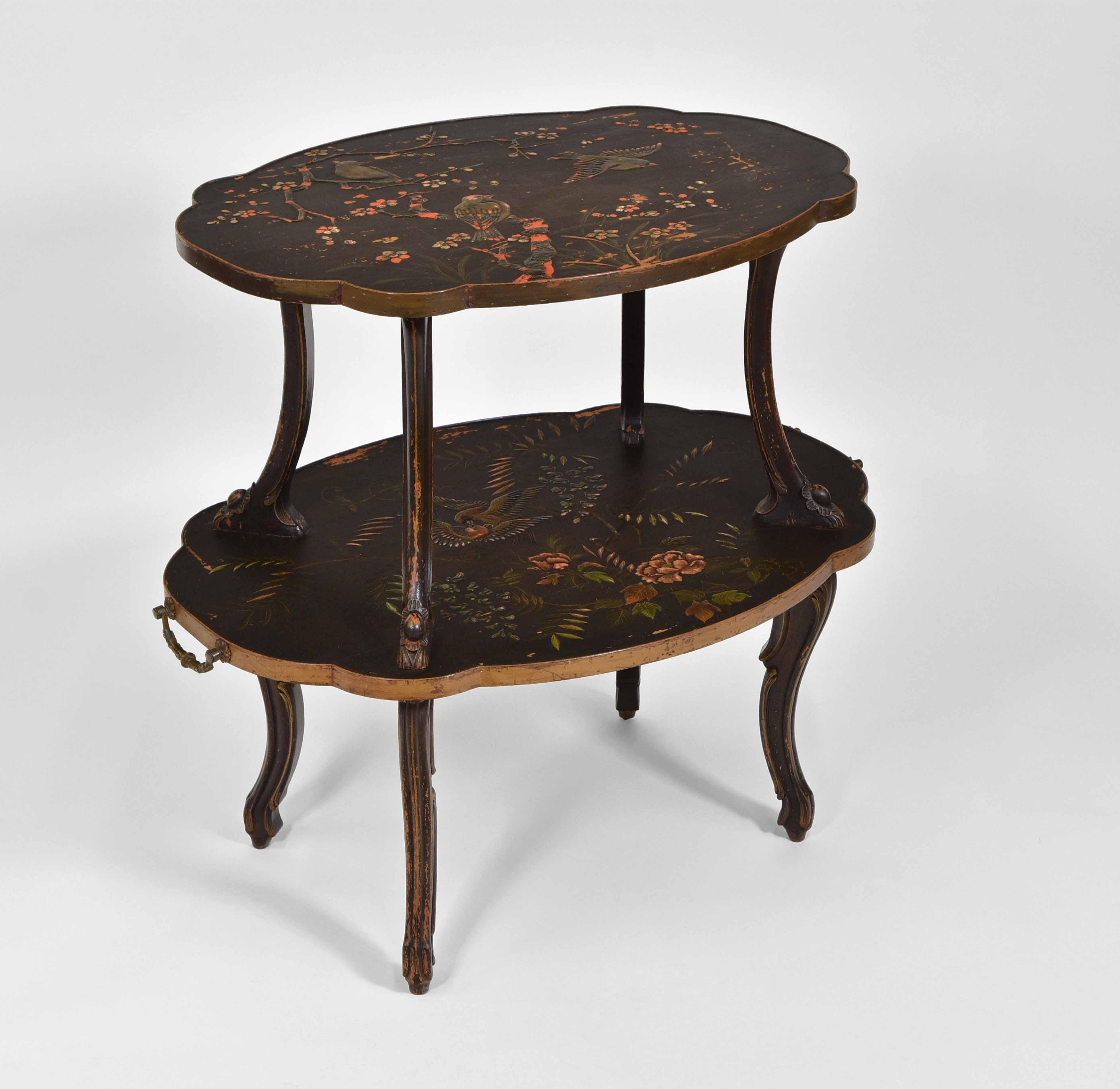 1930’s French Chinoiserie Etagere Side Table For Sale 6