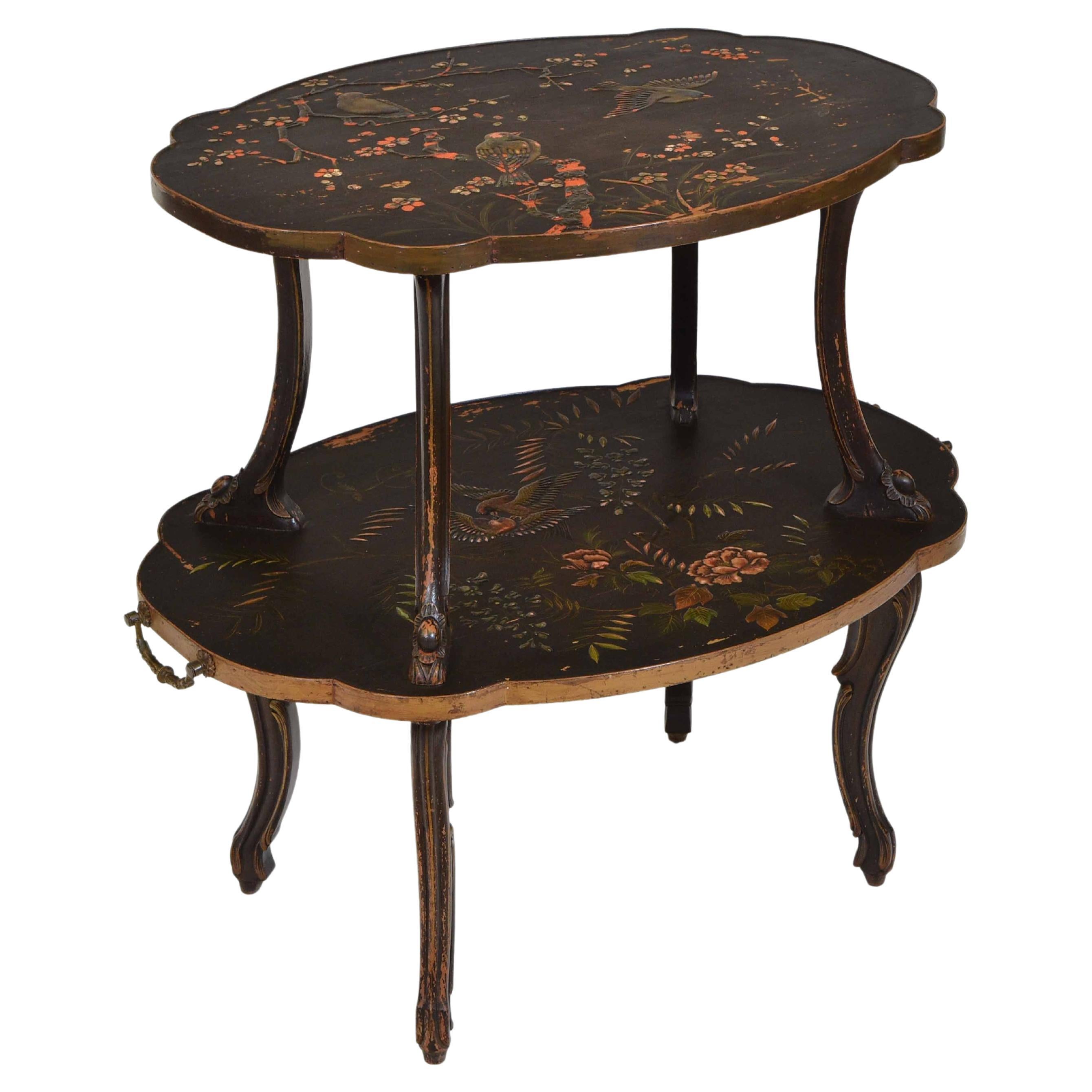 1930’s French Chinoiserie Etagere Side Table