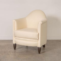 1930s French Club Chair in Linen
