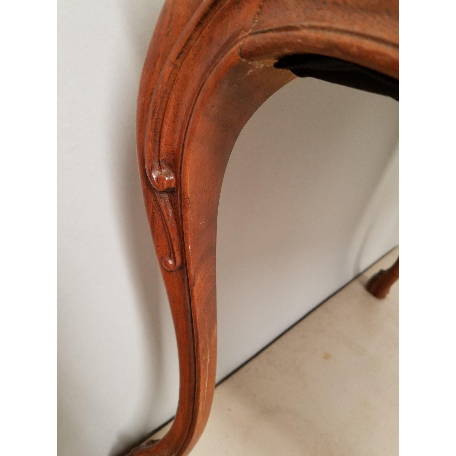 1930s French Country Walnut Bench with Hoof Feet 1