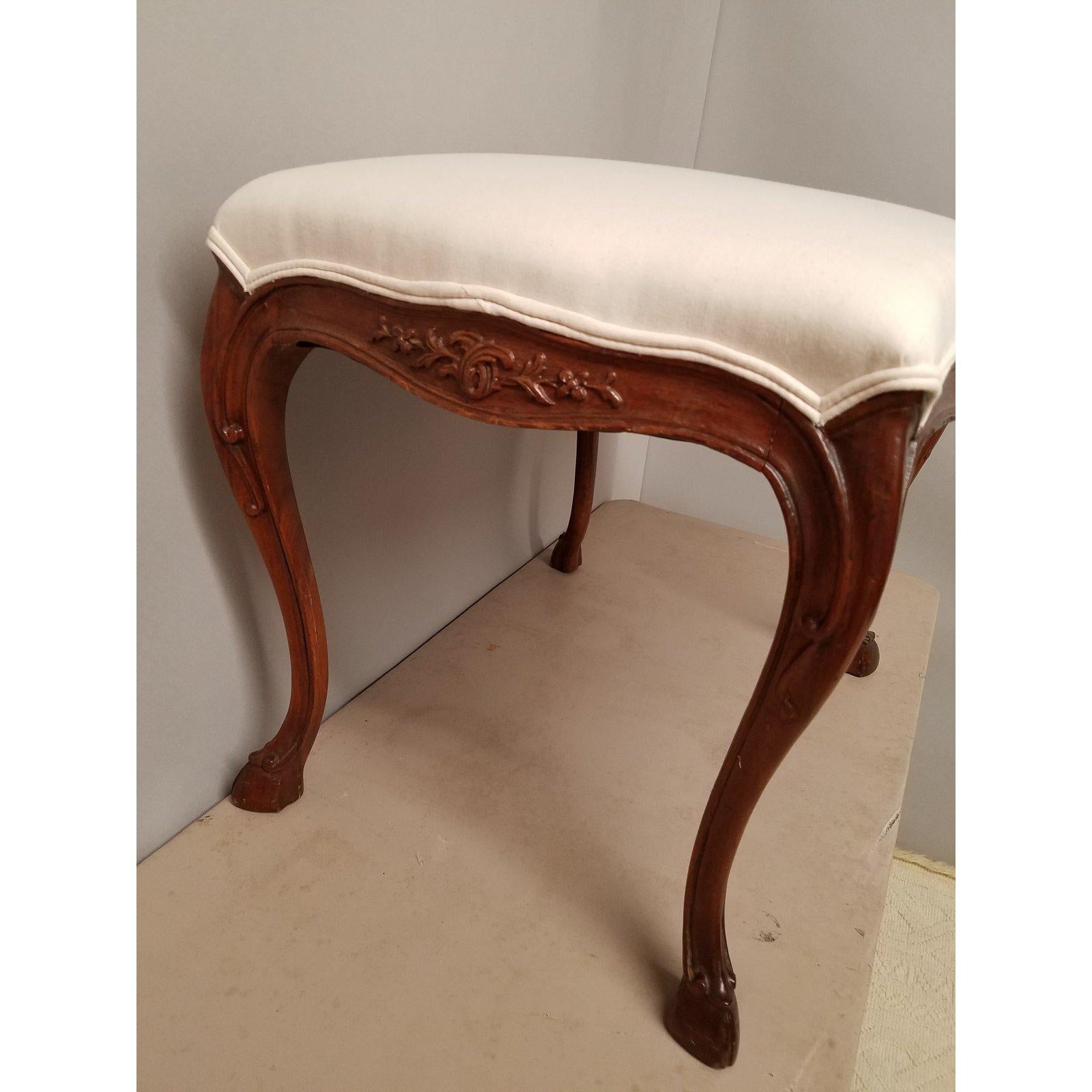 1930s French Country Walnut Bench with Hoof Feet 2