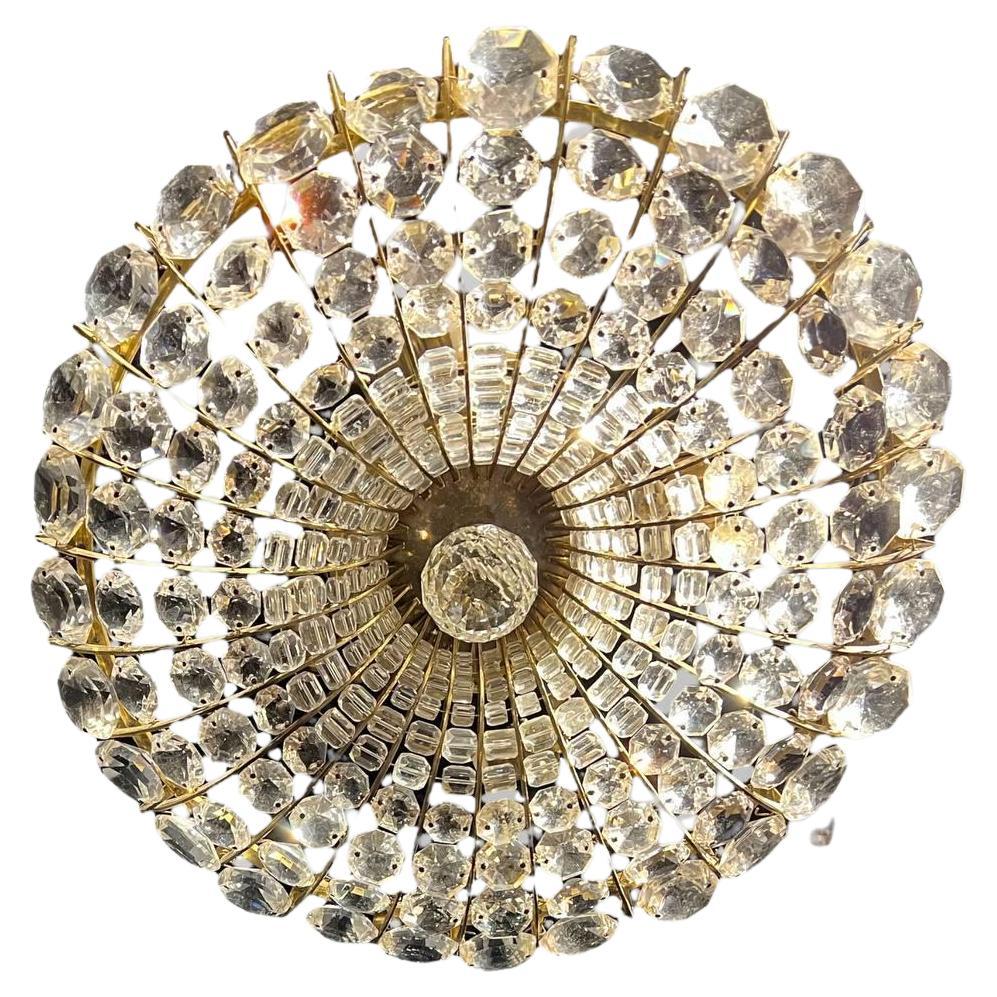 1930’s French Crystal Flush Mount For Sale