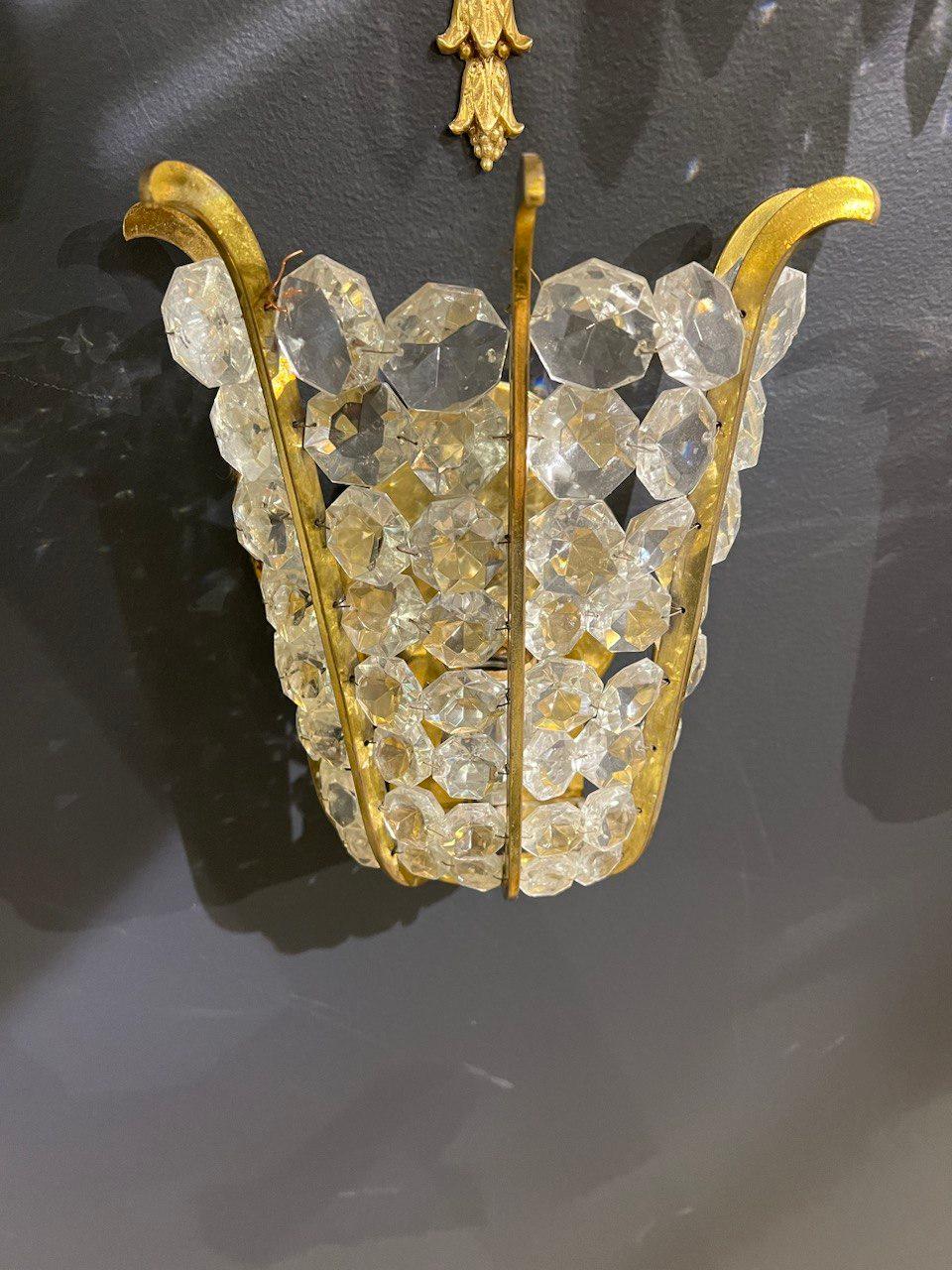 Apliques de cristal franceses de los años 1930 Regencia de Hollywood en venta
