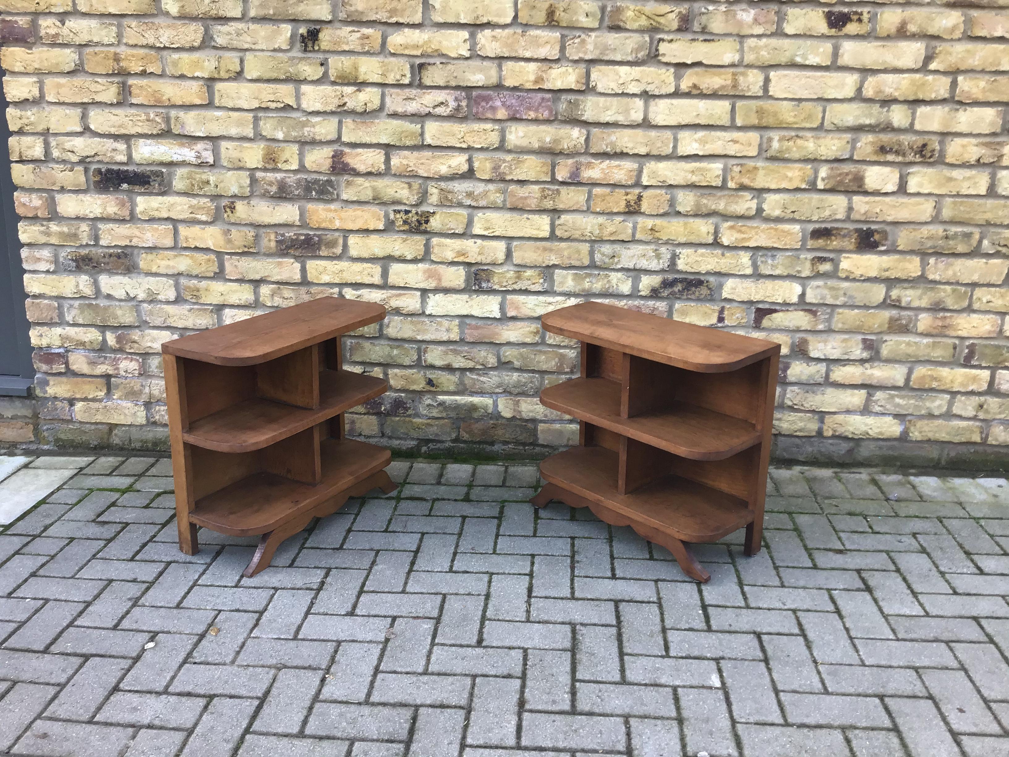 20th Century 1930s French Deco Bookcases/1930s Bedside Tables/1930s Storage Cabinets