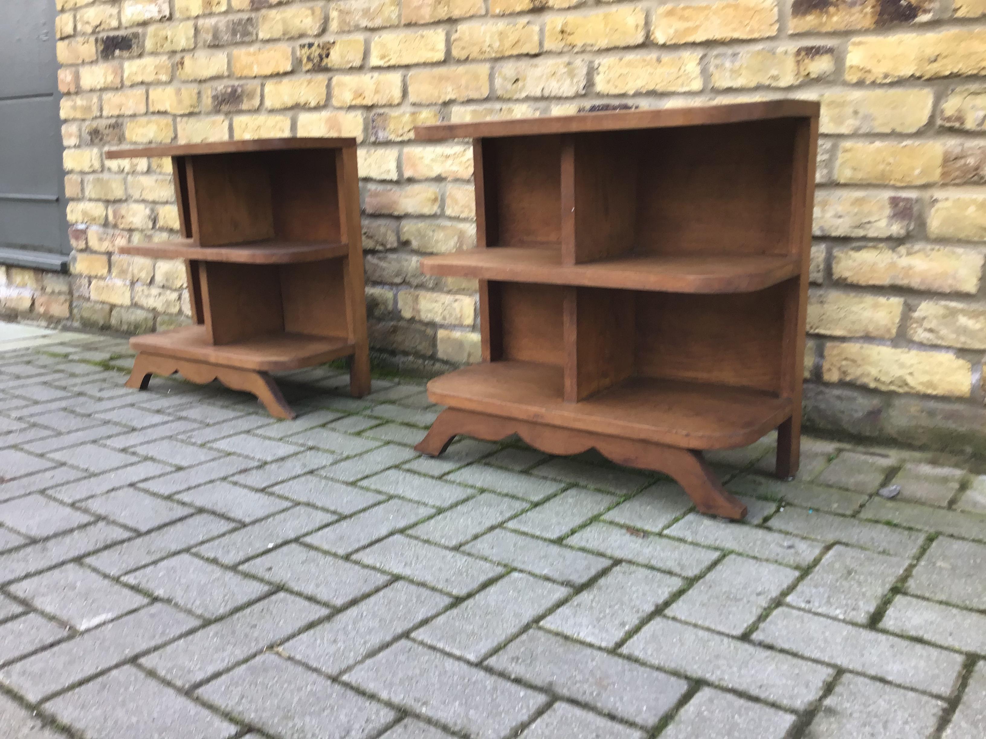 Oak 1930s French Deco Bookcases/1930s Bedside Tables/1930s Storage Cabinets