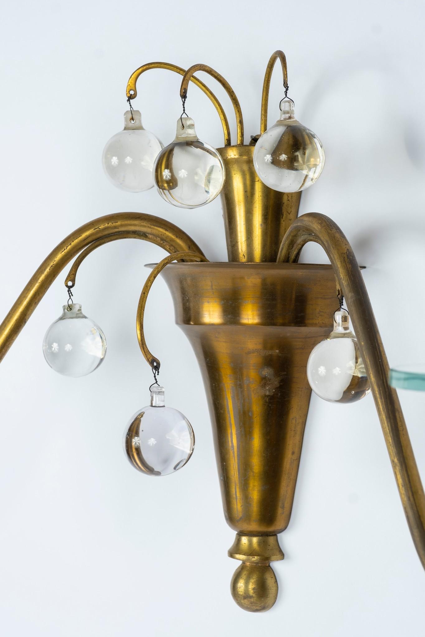 1930s French Deco Brass and Glass Sconces 2