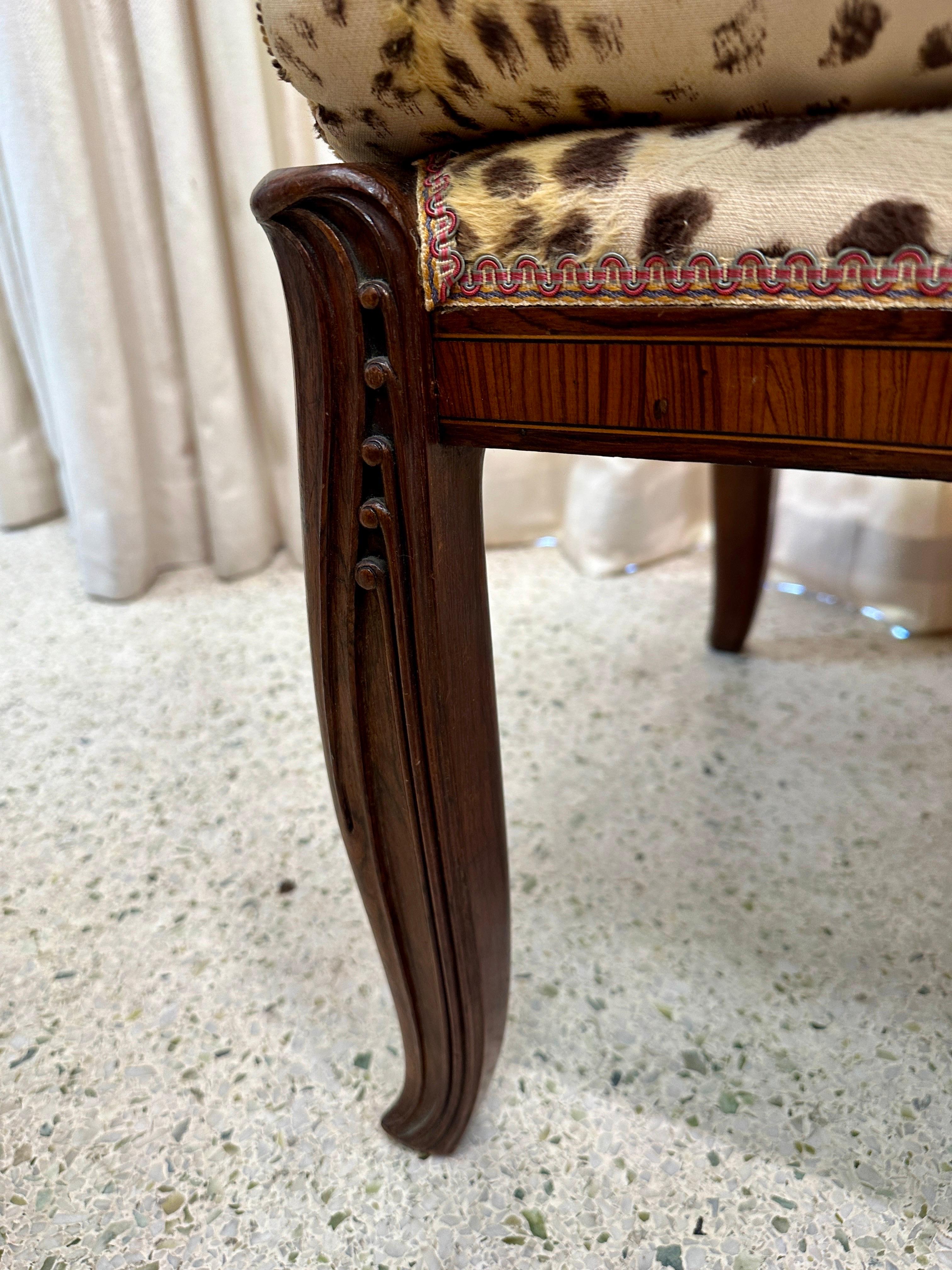 1930's French Deco Carved Wood Stool In Good Condition For Sale In East Hampton, NY