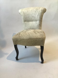 1930s French Deco Side Chair Upholstered in Hide on Hair