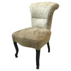 1930s French Deco Side Chair Upholstered in Hide on Hair