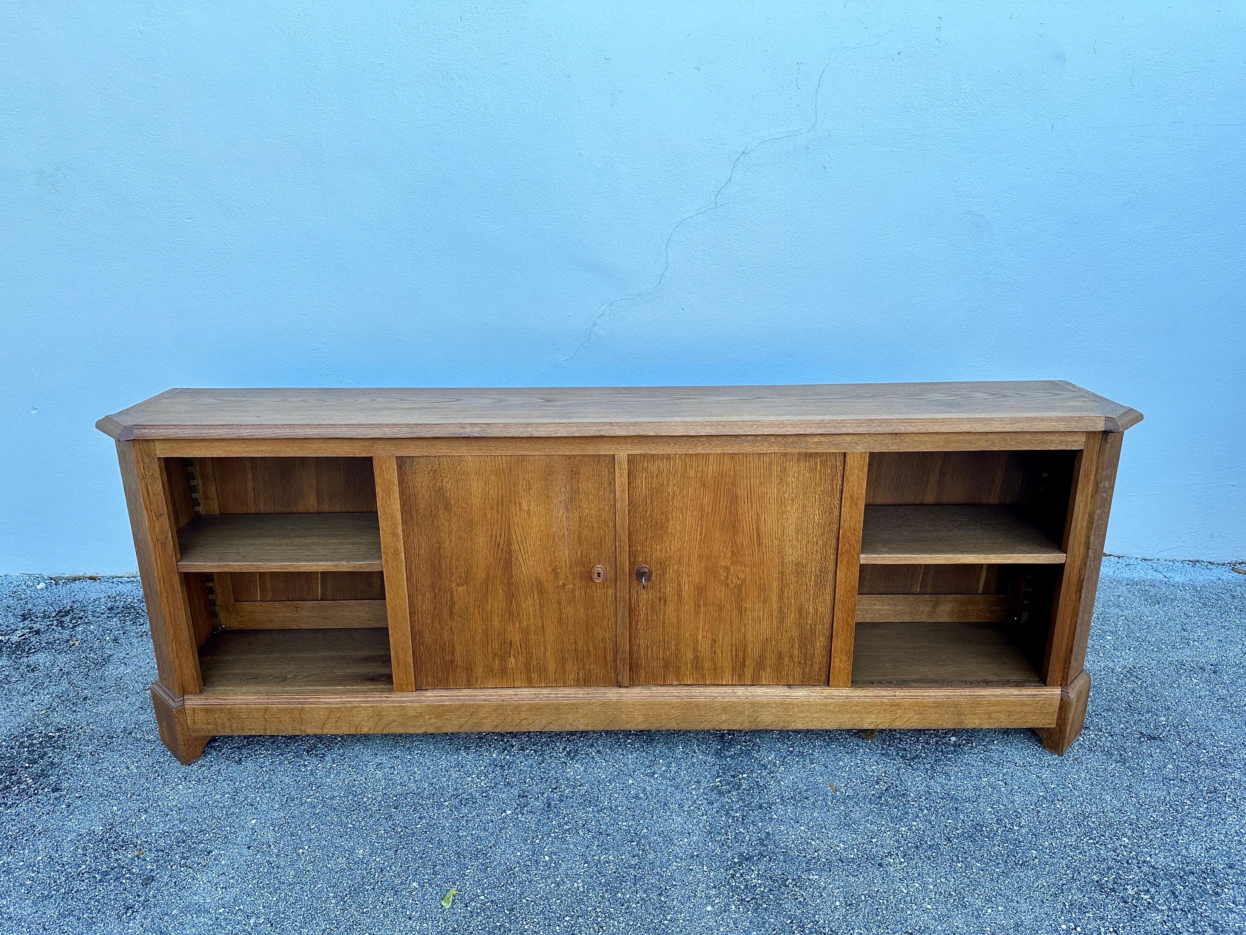French Deep Oak Grain Low Cabinet/ Bookcase JMF Style 7