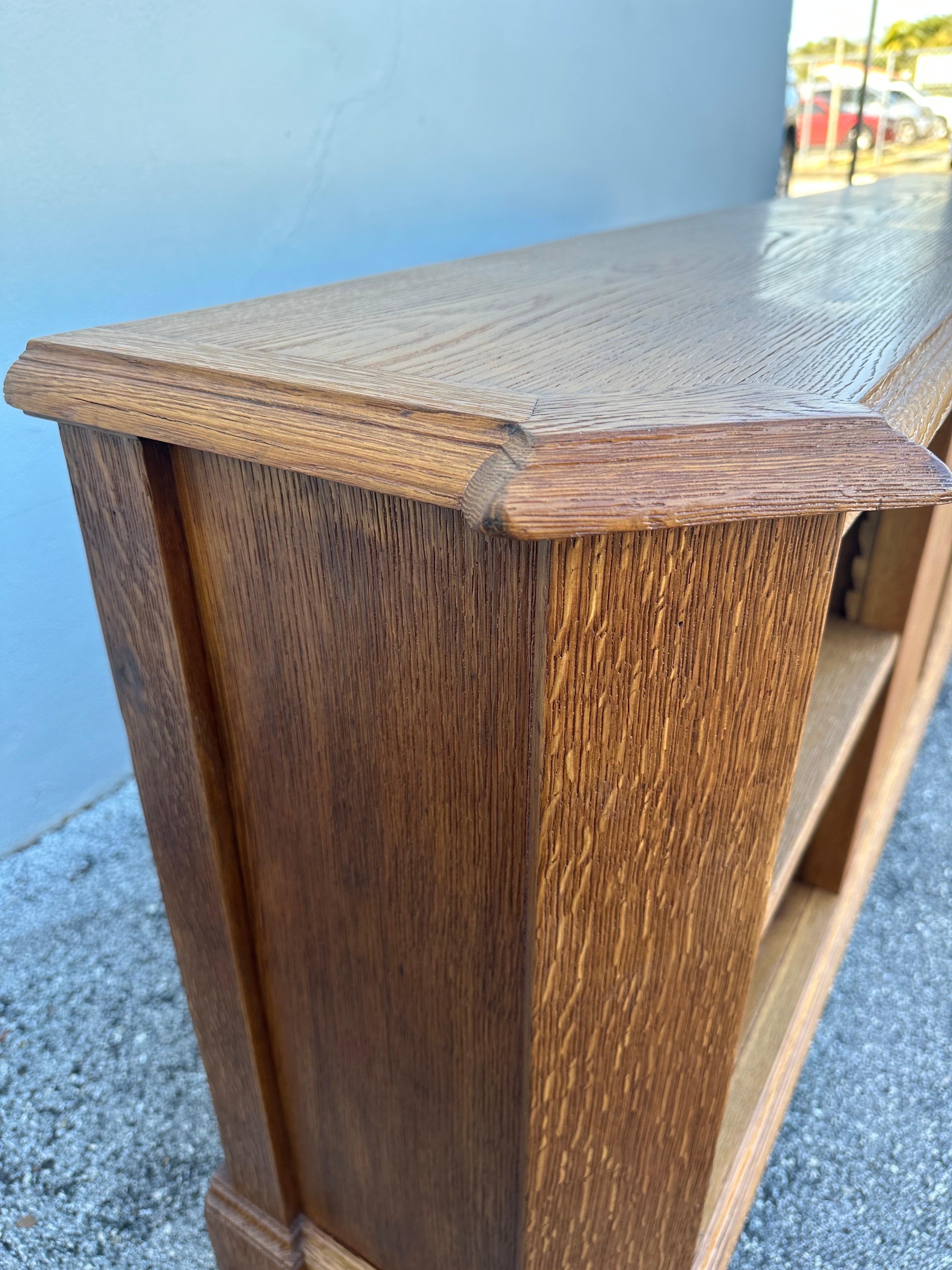 Art Deco French Deep Oak Grain Low Cabinet/ Bookcase JMF Style